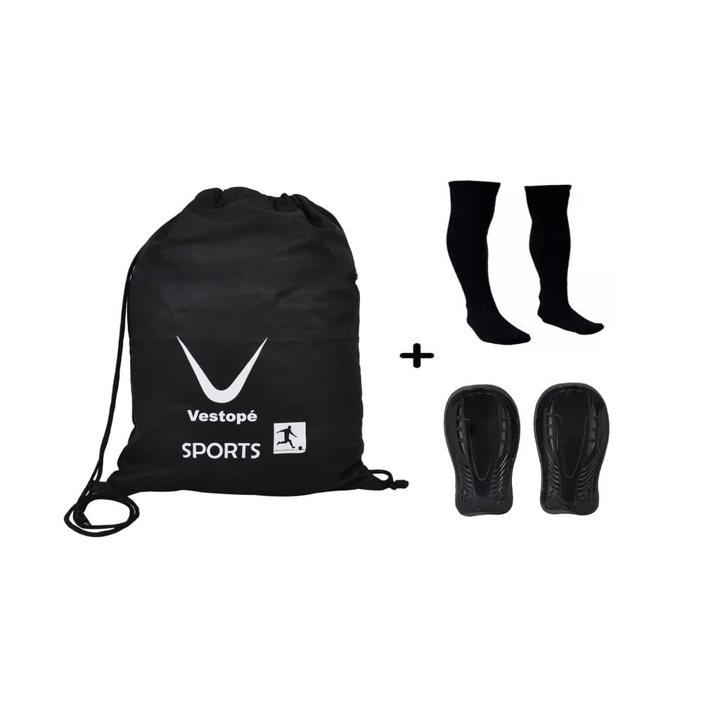 kit Bolsa Meiao Porta Chuteira Caneleira futebol  Vestope Treino Esporte