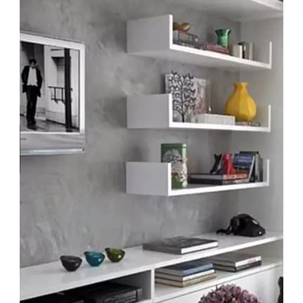 Prateleiras Nicho U 60X15 CM  Kit até 3 unidades  Branco Decoração Livros Sala Quarto Cozinha