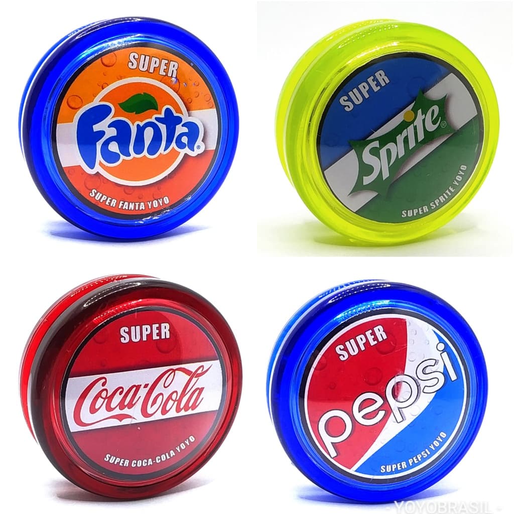 Kit com 4 Yo-Yo Da Coca Cola Fanta Sprite Profissionais Retrô Modelos de Coleção Anos 80/90 Personalizado + 6 Cordas