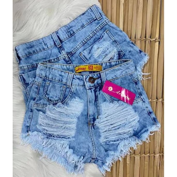 Shorts Jeans Detonado Nova Tendência Desfiado Hot Pant Cores