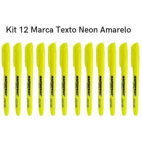 Kit 12 Marca Texto Neon Amarelo Masterprint - Grifa Texto
