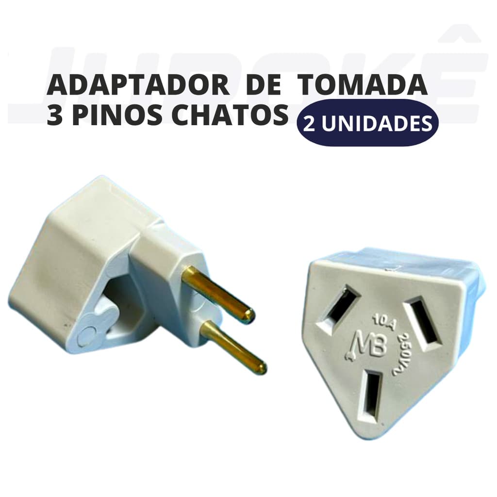 Kit 2 Adaptador Tomada Padrão Antigo Pino Chato Tripolar