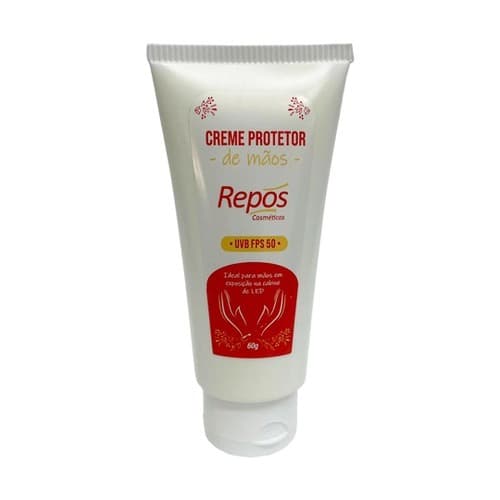 Creme Protetor de Mãos Repós 60g com UVB FPS 50 - Ideal para Mãos com Exposição em Cabine de Led