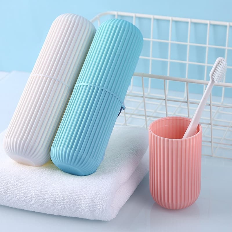 KIT 5 Estojos Porta Escova De Dente Plástico capsula tamanho 19cm x 6cm - Cor Aleatória