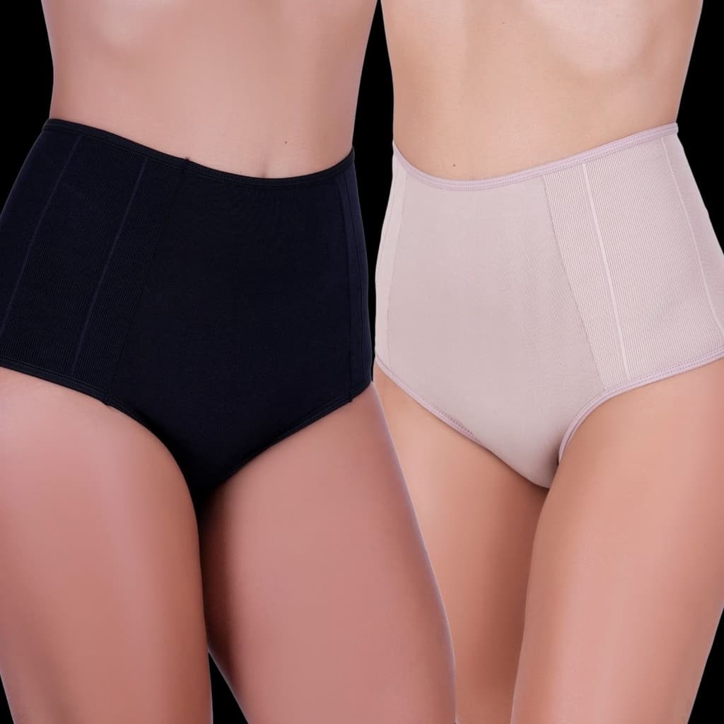 kit 2 calcinha modeladora pos parto segura barriga cos cintura alta anti culote elimina imperfeição