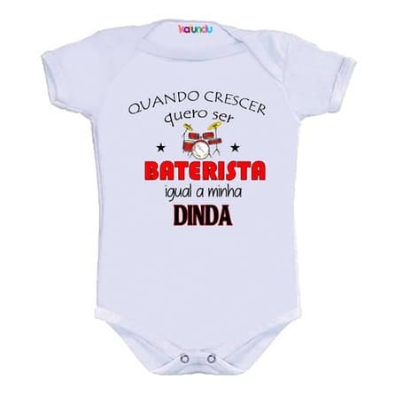 Body Bebê Menina Baterista Dinda