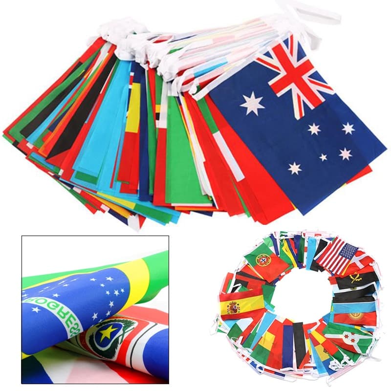 Bandeirinhas De 32 Países Diferentes com 9m Decoração para Missões Eventos