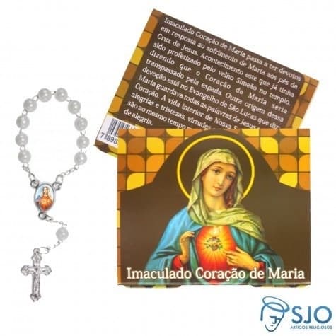 Kit Cartões com Mini Terço do Imaculado Coração de Maria
