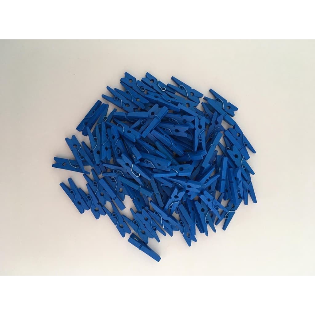 Pacote Com 100 Mini Prendedores Em Madeira 2,5 cm-Azul Escuro