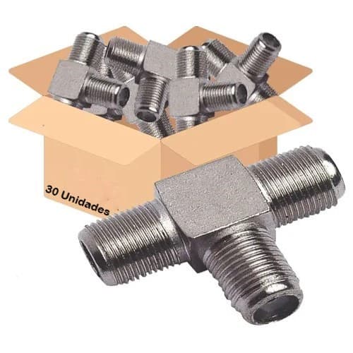 30pcs Emenda F Tipo T 3 Fêmeas Cabo Coaxial Rg6 Rg59