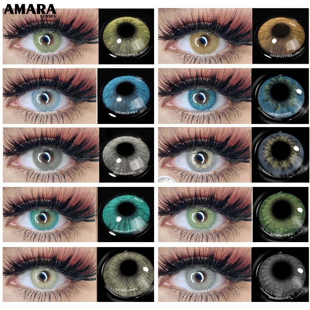 AMARA 2 Peças/Par  De Lentes De Contato Coloridas olhos Para Maquiagem verde/azul 14,0mm/14.2mm/14.5mm