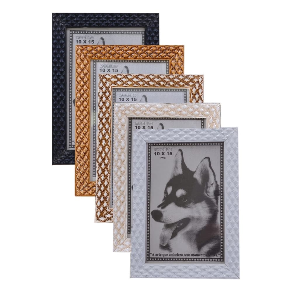KIT 5 PORTA RETRATO10X15 COLORIDOS PVC ALTO RELEVO