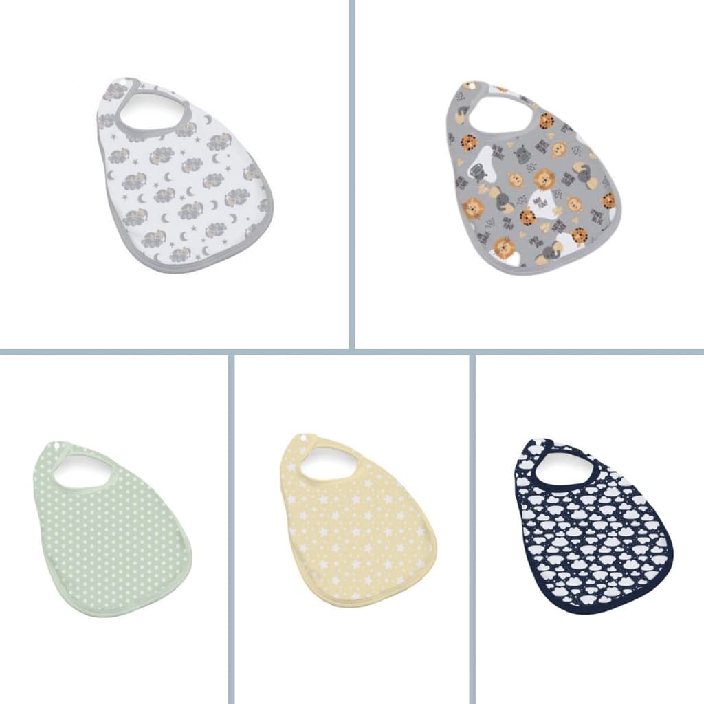 Kit 5 Babador Dupla Face Impermeável Malha 100% Algodão Conforto de Bebê