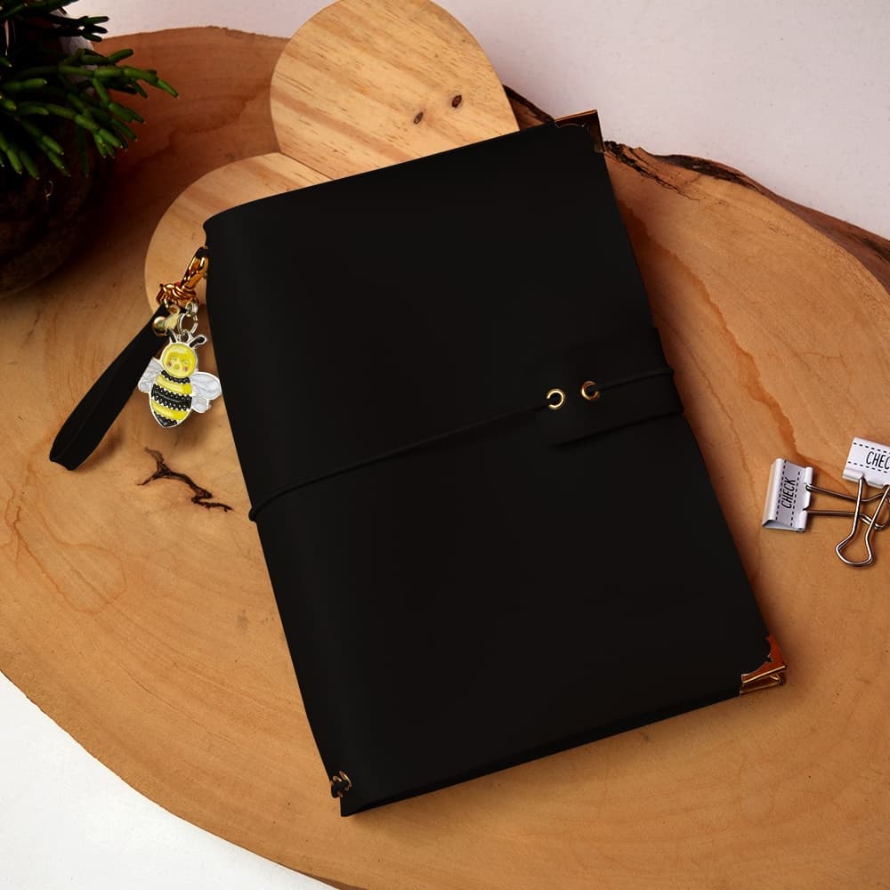 Caderno Estilo Midori A5 travelling Travelers couro sintético com 4 cadernos bullet journal Artesanal Beecase