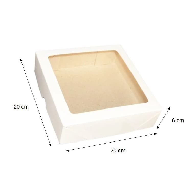 Kit 15 Caixas para Presente Branca 20 x 20 x 6 Tampa e Fundo com visor acetato