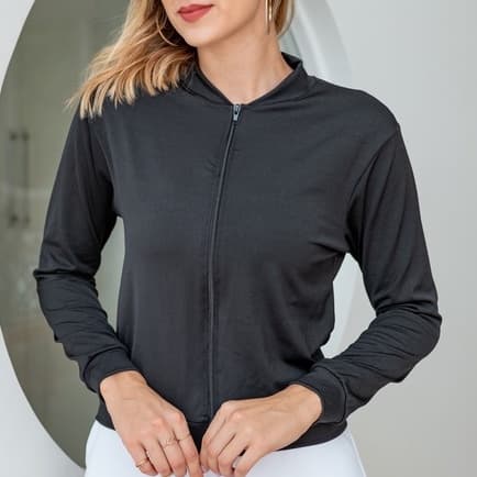 Jaqueta de Academia Preta Lisa Esportiva com Ziper Dia a Dia - Varias Cores