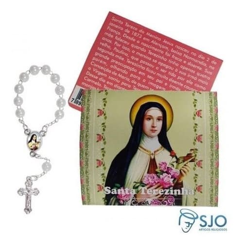 Kit Cartões com Mini Terço De Santa Terezinha