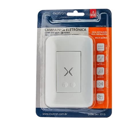 Campainha Eletrônica com Fio Bivolt 4x2 – 28 Toques Polifônicos e Design Moderno