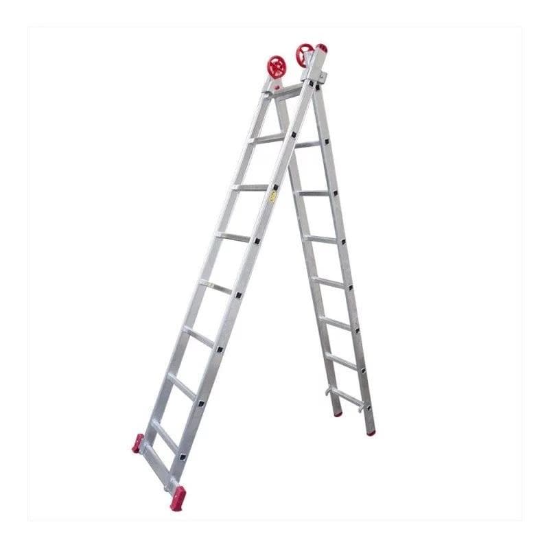 Escada Extensiva de Alumínio 8 x 2 Degraus 2,40 x 3,88 Metros ESC0617 BOTAFOGO