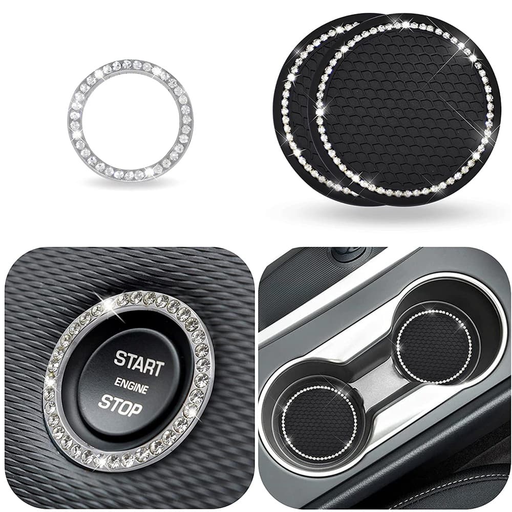 Bases Para Copos Bling , Botão De Partida Carro , Acessórios Carros , Fatos De Cristal Exclusivos A Maioria Dos Caminhões E RVs