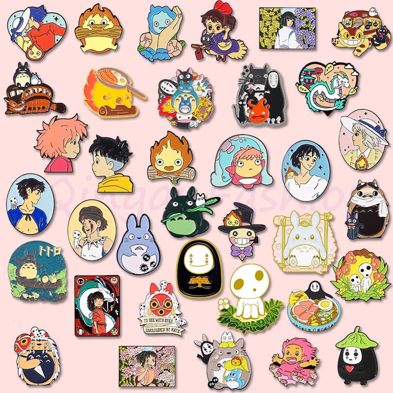Infância Anime Esmalte Pins Mononoke Chihiro Haku Totoro Broche Lapela Crachás Cartoon Filme Joias Presente Para Crianças Amigos Fãs