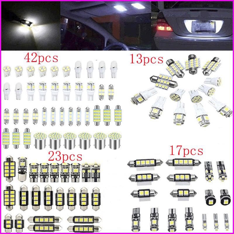 Kit De Luz Interior LED Atualizado 42/28/23/14/13pcs-Mapa Combinado Branco , Cúpula , Porta-Malas , Lâmpadas De Placa De