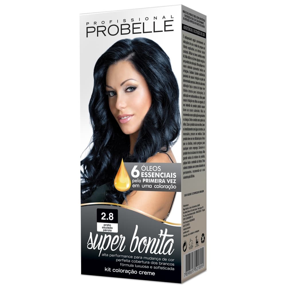 Coloração Super Bonita 2.8 Preto Azulado Pérola 50g Probelle probelle PROMOÇÃO