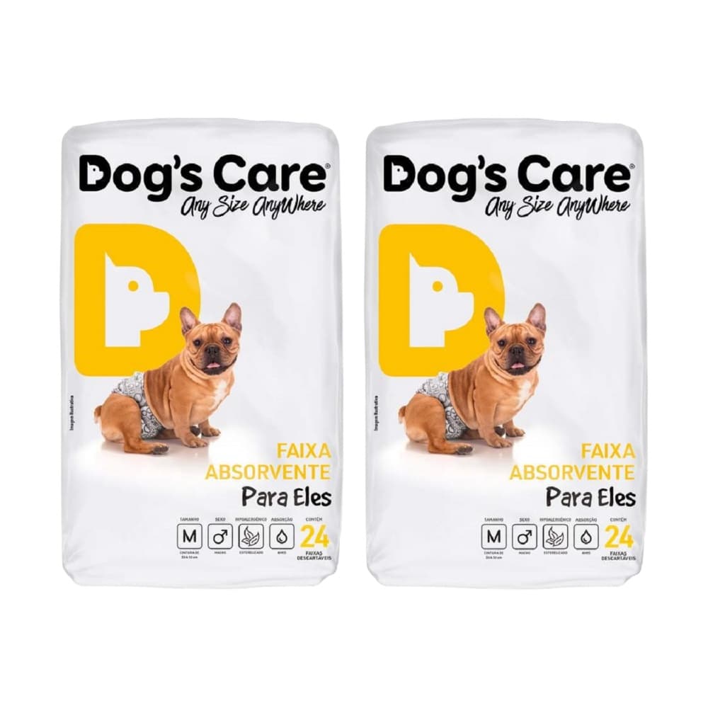 Fraldas Descartáveis p/ Cães Macho Dogs Care Tam M - 48 Unid