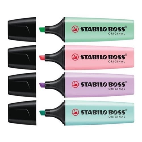 Caneta Marca Texto Stabilo Boss  Tons Pastel Com 4 Cores