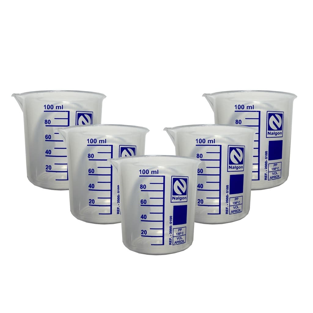 Kit 5 Becker De Plástico 100 Ml Graduado Polipropileno Autoclavavel