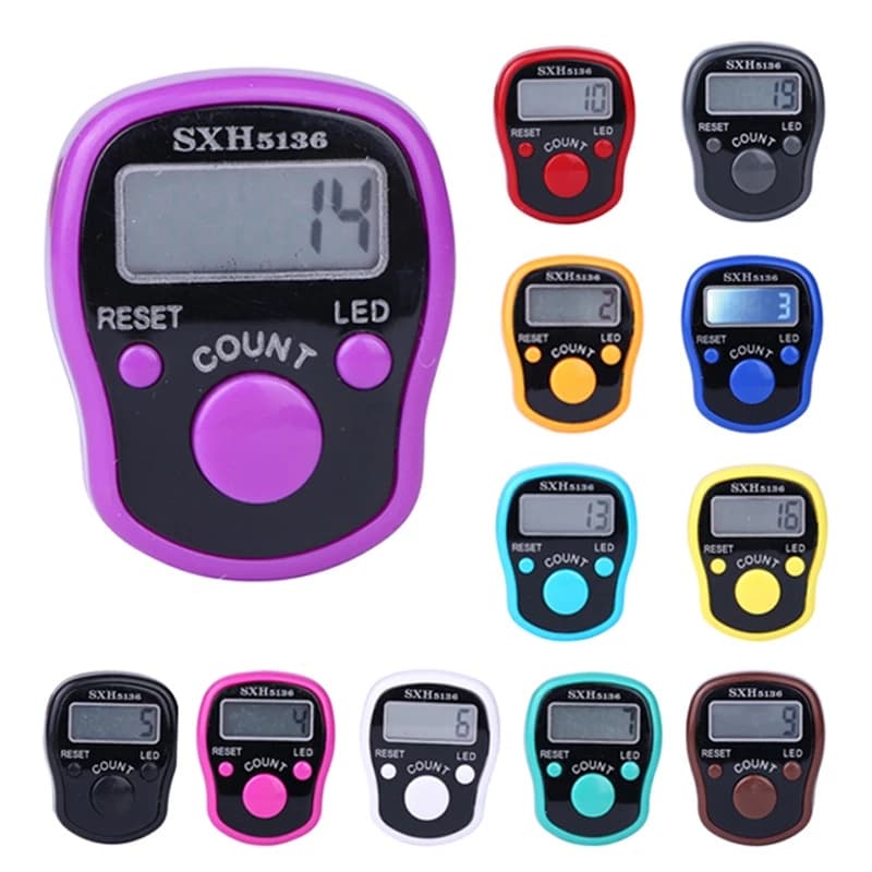 [Cor Aleatória] Contador De Contadores Dedos clicker Manual Digital Led Re-settable Digits Passo Eletrônico Luminoso