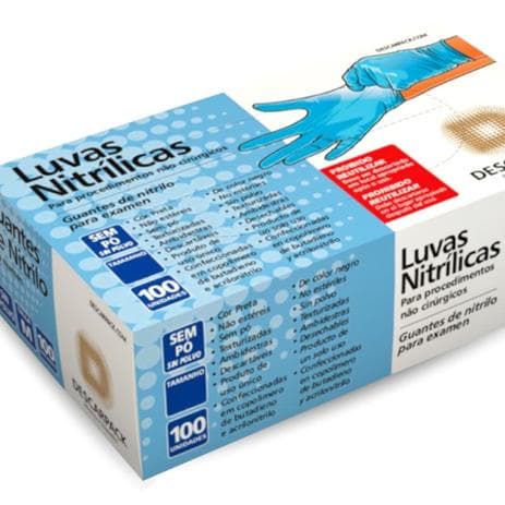 Luva Nitrílica Azul - Tamanhos PP, P, M, G (100 Unidades Cada)