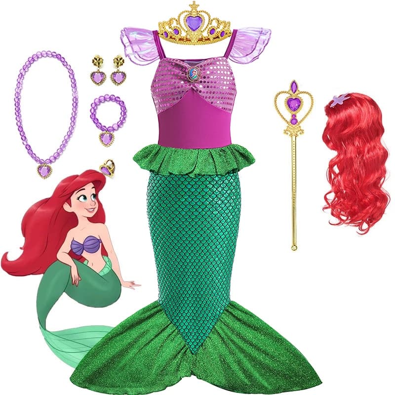 Sereia Ariel Princesa Vestido Meninas Cosplay Crianças 2023 Carnaval Festa De Aniversário De