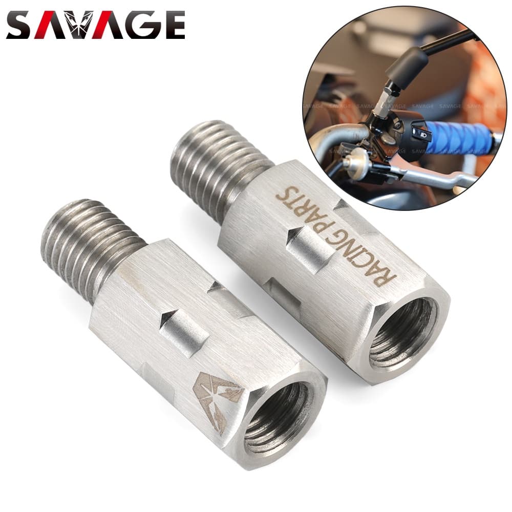 2PCS Adaptador Miror M10 M10 No Sentido Horário De Rosca De Espelho Retrovisor Universal Extensão Aço Parafusos De 10mm Heigt