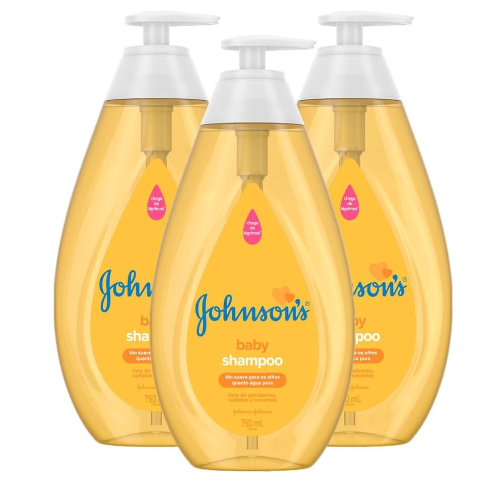 KIT 3 Shampoos Johnson's Baby Regular 750ml