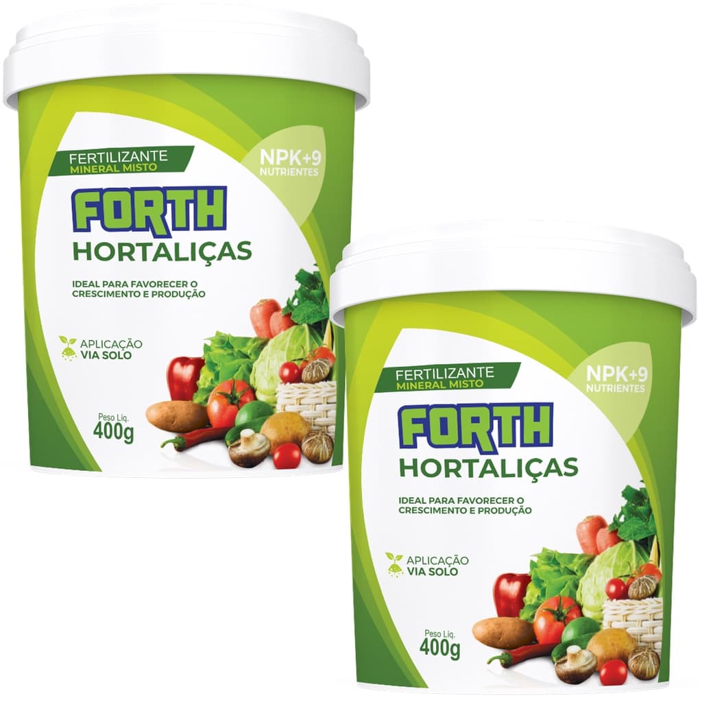 Kit 2 Fertilizante Adubo Forth Hortaliças 400g Nutrição Para Hortas - Forth