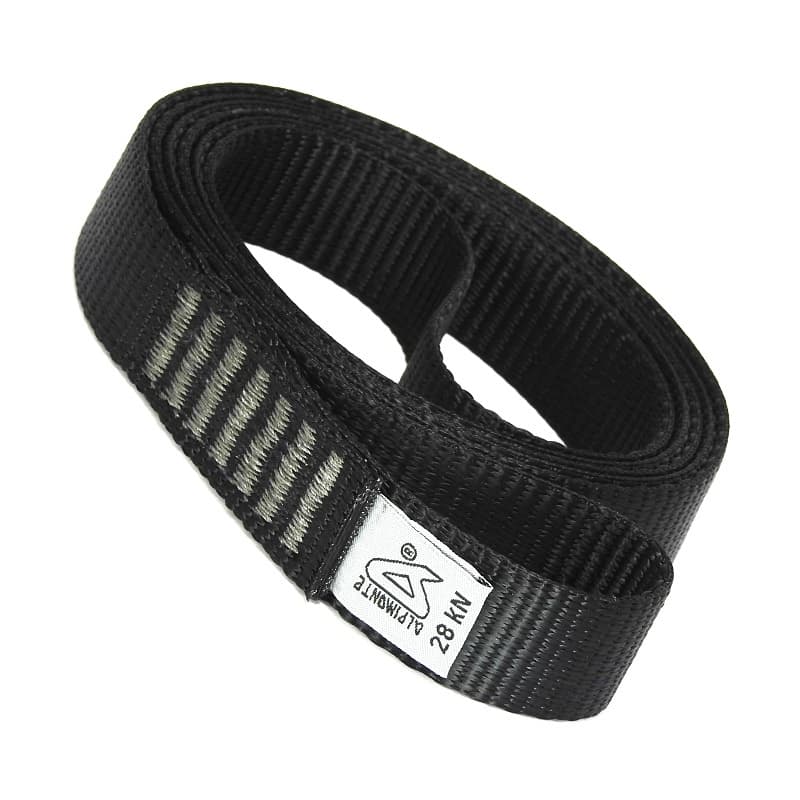 Anel de Fita Plana 150cm 25mm 28kN Preto Ancoragens Altura Rapel Alpimonte