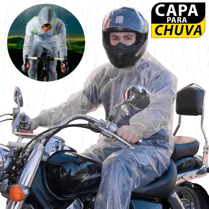 Capa De Chuva Transparente Completa Com Bota Calça Capa Capuz Resistente Moto Bike Tamanho Único