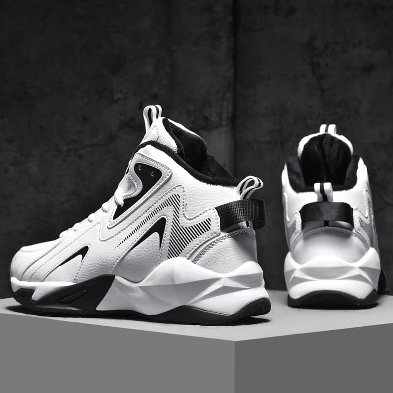 2022 Outono Inverno Novo Estilo Tamanho Grande Masculino Mais Veludo Cano Alto Basquetebol Tênis Antiderrapante Wear-Res