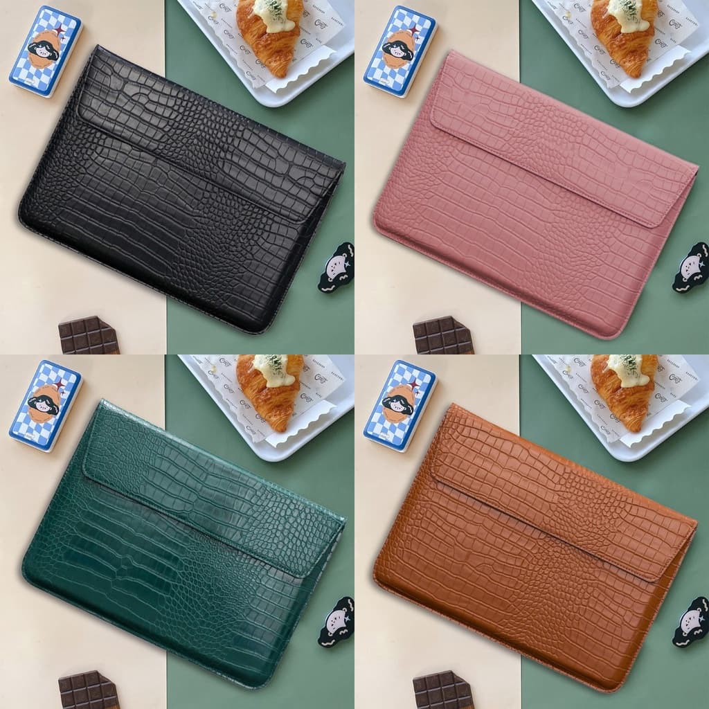 Bolsa Para Laptop De Couro artificial Flexível Com Suporte/De Mão Impermeável Macbook air pro 11/13/14/15/16 Polegadas