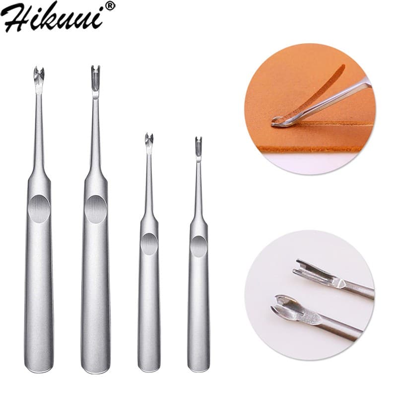 4pc/5pc Leather Skiving Tool V E U Shape Hand Groover Tools Edge Beveler Kit De Costura Em Couro De Aço Inoxidável Para Bricolagem