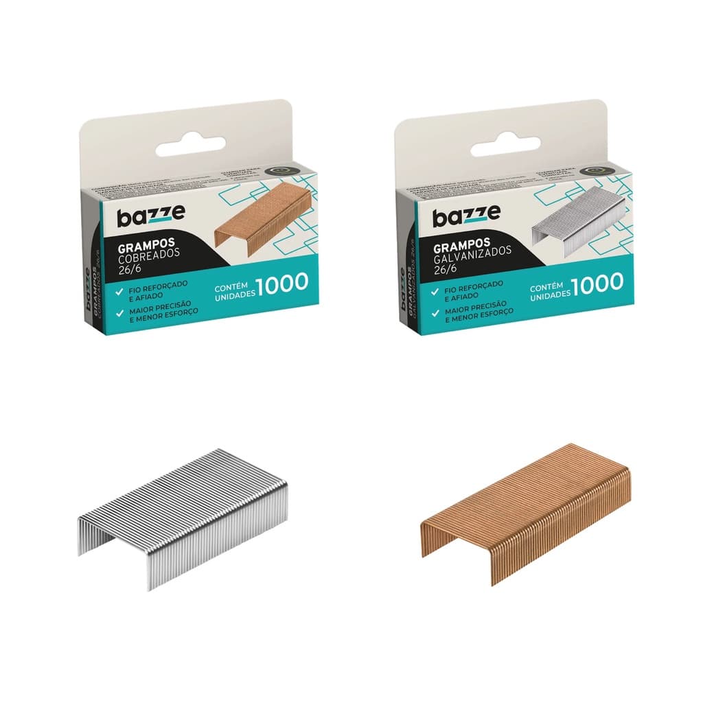 Grampo Galvanizado ou Cobreado 26/6 CX C/1000 UN - BAZZE