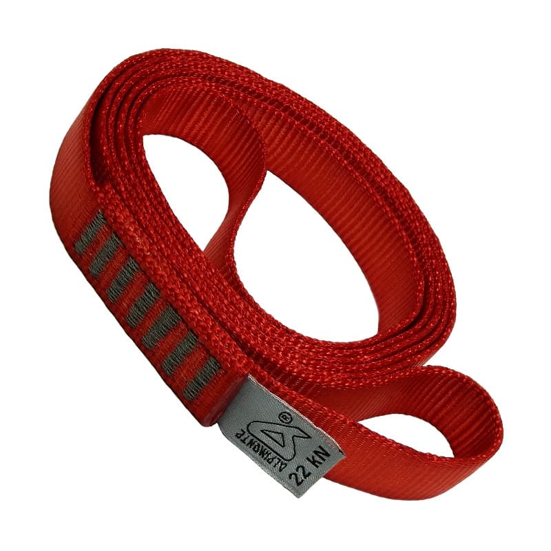 Anel de Fita Tubular 80cm 20mm 22kN Vermelho Ancoragens Altura Rapel Alpimonte