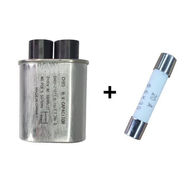 Kit Capacitor Alta Tensão Microondas 0,75uf 2100v +1 Fusível