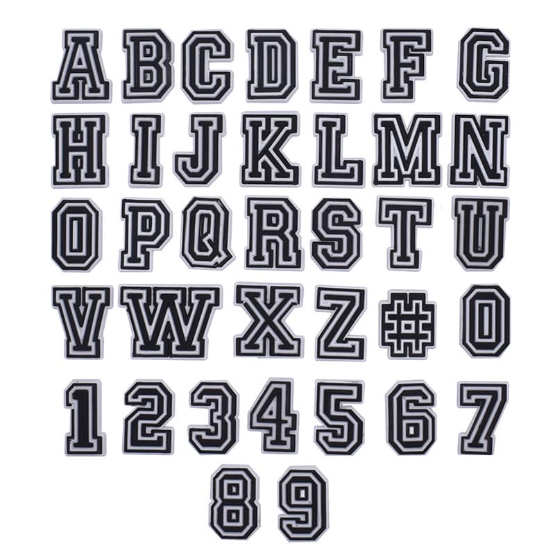 Acessórios para sandálias Pins 26 Letra A-Z Botão Preto De Faça-Você-Mesmo