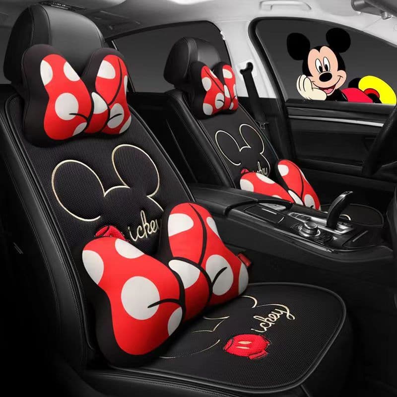 Almofada Mickey Para Carro Universal Cartoon Feminino Fofo Não Todos Os Inclusos Capa De Assento De Respirável Único