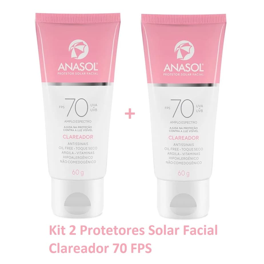 Anasol Kit 2 Protetores Solar Clareador Facial FPS 70 Anasol 60g