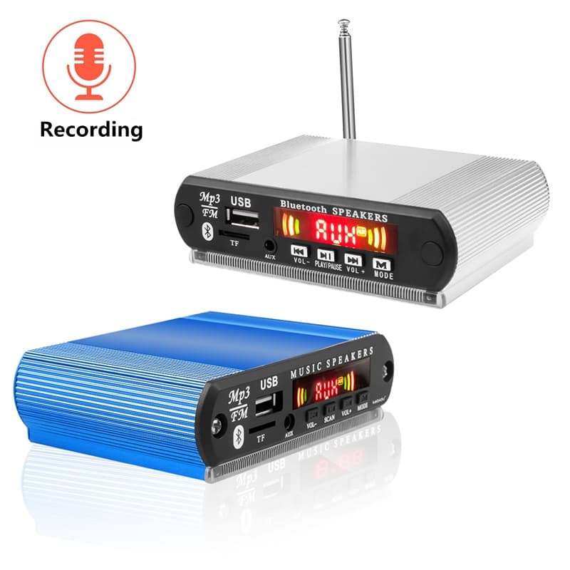 12V Mãos-Livres Bluetooth Rádio Estéreo Mp3 Player Suporte Para Placa Decodificador FM TF Cartão AUX Gravação Com Alto-Falante De Carro MIC