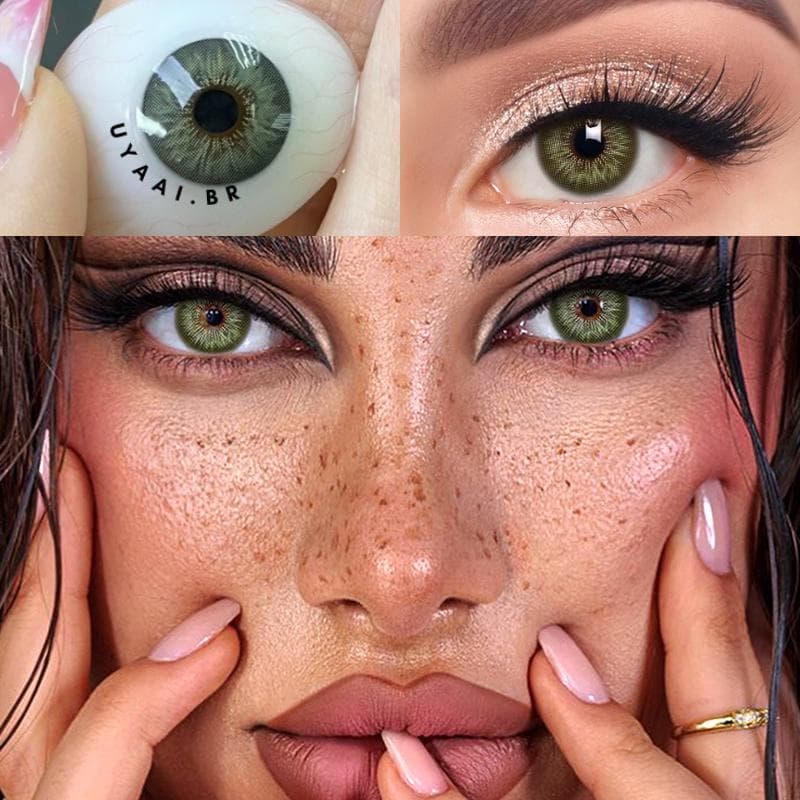 UYAAI 1 Par (2 Peças) Lentes De Contato Coloridas Para Os Olhos Marca Top Lente Verde PATTAYA