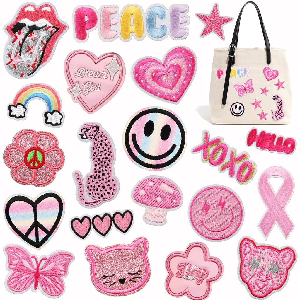 Patch Bordado Série Rosa Adesivo Quente Derretido Para Roupas